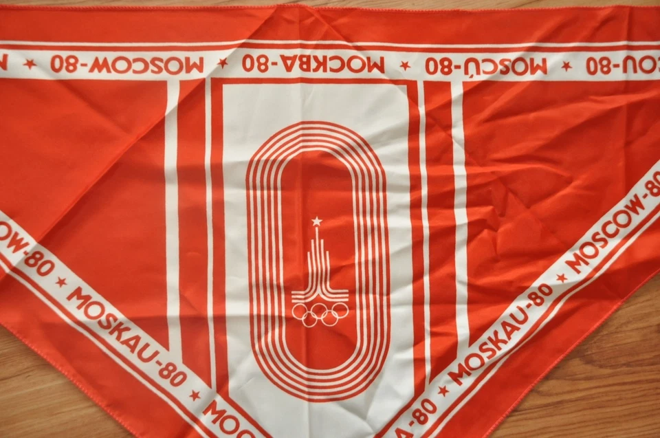 Hermosa BUFANDA RARA 1980 Rusia Soviética Moscú Juegos Olímpicos URSS Coleccionable Foto 3 de 4
