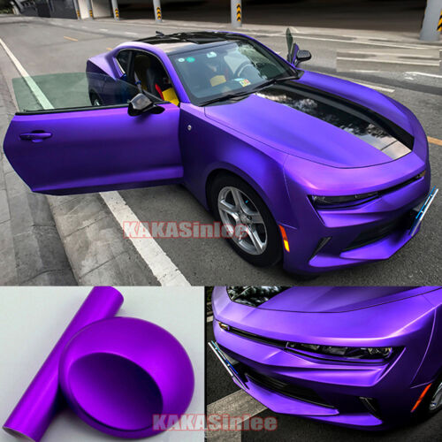 65FT x 5FT - Full Car Wrap Metallic Satin Matte Chrome Vinyl Sticker Purple CF - Picture 1 of 6