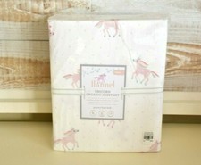 NEW Pottery Barn Kids Organic FLANNEL Rainbow Unicorn TWIN Sheet Set Pink NWT