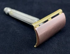 Gillette Ball-End Contract Tech Tri-Color Safety Razor NDC No Date Code WWII