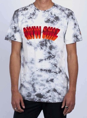 Neff Phrase Wash Cotton Short Sleeve Tee Shirt, Men's Medium, Grey Wash Aww Shiz