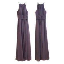 AZAZIE Mauve Chiffon Halter Formal Bridesmaids Maxi Dress C