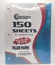 3 Packs 150 Each 450 Sheets / College Ruled 10.5"x8" Rosmonde Loose Leaf Paper