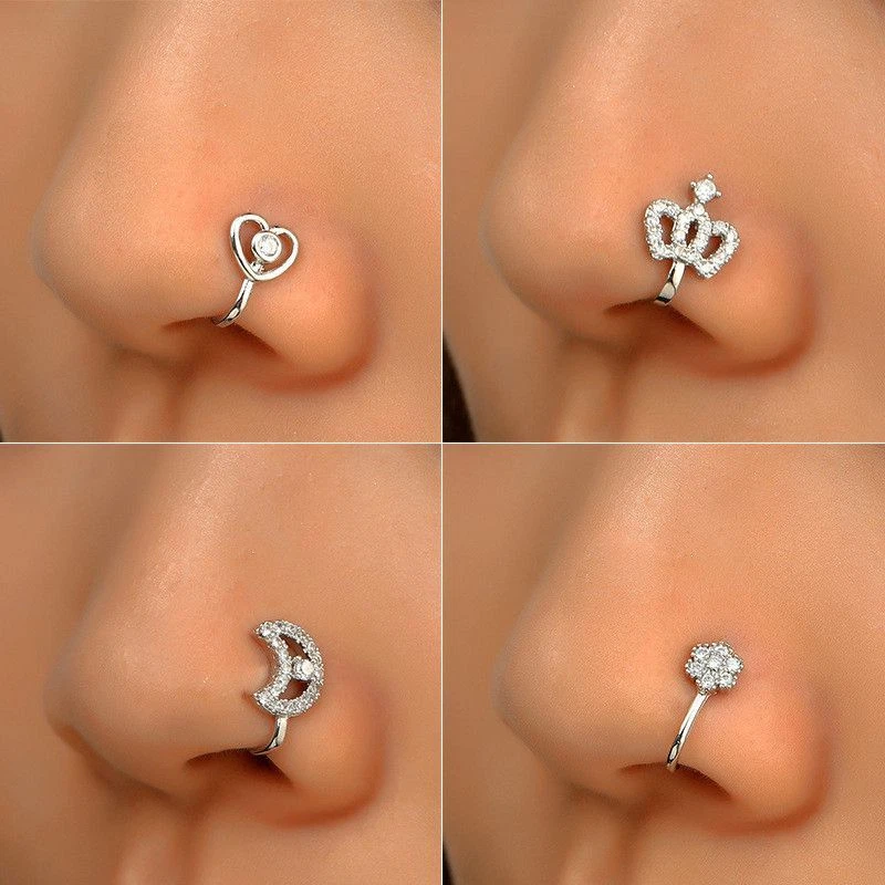 Star Crystal Fake Piercing Fake Nose Cuff Clip-On Nose Ring Nose