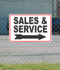 SALES  SERVICE w/ Right Arrow Metal Sign for Street Road Parking Lot 12"x18"