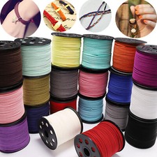 90M Faux Suede Cord Leather DIY Beading Bracelet Jewelry Making Flat String Rope