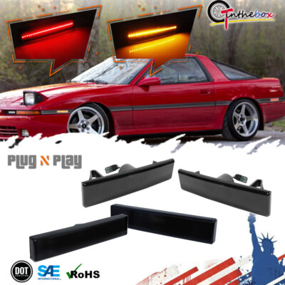 4x Smoked Front Rear LED Side Marker Lamps Direct Fit 86-92 Toyota Supra MK3 A70