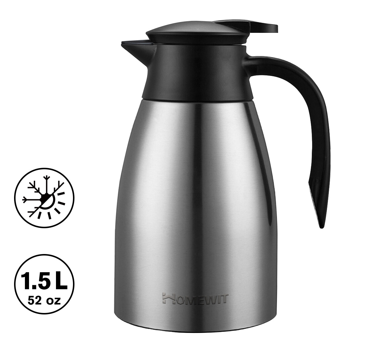 Thermoskanne Isolierkanne Edelstahl Warmhaltekanne Kaffee Tee auslaufsicher 1.5L