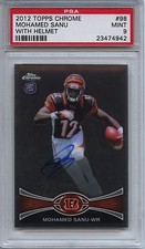 2012 Topps Chrome 98 Mohamed Sanu With Helmet PSA 9 Mint RC Auto