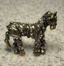 Horse Pony Adjustable Stretch Ring Wide Band Jewelry Sparkles Gold Tone