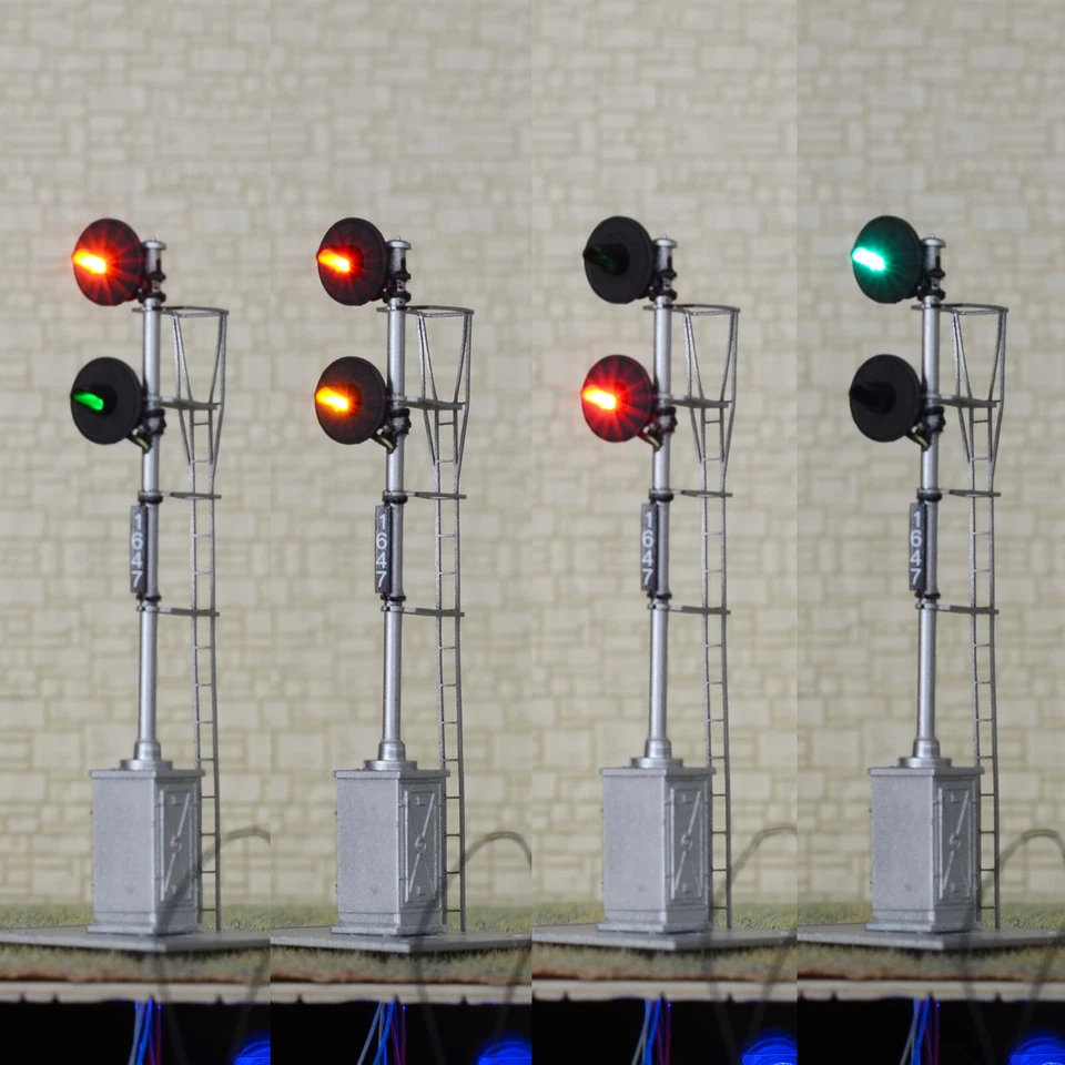 1 x HO scale model railroad 3-colors searchlight signal metal cabinet 2 head #11 - Image 4 of 4