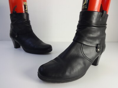 Damenstiefel Größe 9,5 Gabor schwarz Leder Reißverschluss Bootie mittelhoher Blockabsatz