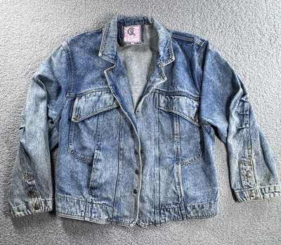 Vtg 80s 90s Y2K Retro Jean Denim Jacket Womens Large C & A Streetwear Grunge