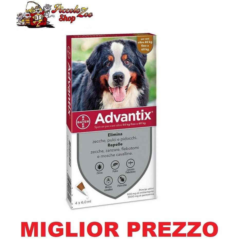 Bayer Advantix Spot-On per Cani oltre 40 kg - 4 Pipette Antiparassitario