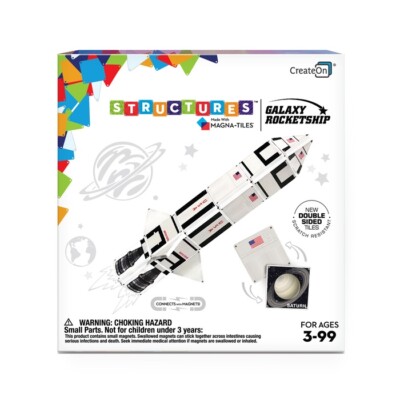 CreateOn Galaxy Rocketship Made With Magna-Tiles Structures 18 Piece Set Sealed
