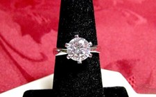 925 STERLING SILVER ROUND CUT CLEAR STONE SOLITAIRE ENGAGEMENT RING SIZE 6