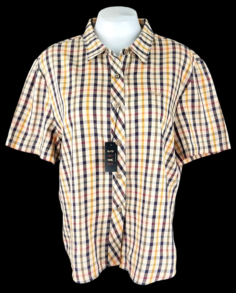 DAKS LONDON Womans Beige Signature Check LUXURY S/S EVENING SHIRT - L - RRP £129 - Image 4 of 4