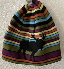 ARCTIC CIRCLE Alaska Striped Beanie Black Moose Unisex 1 Size