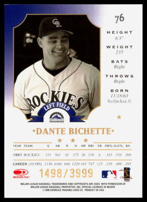 Dante Bichette 1998 Leaf Fractal Foundations #76 #/3999 NMT | eBay