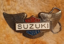 Vintage Suzuki Motorcycle Belt Buckle  Red White and Blue on Eagles wings 4.25x2