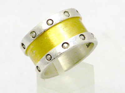 Zanzibar Ring Sterling Silver 925 & 14K 585 Gold RG 58
