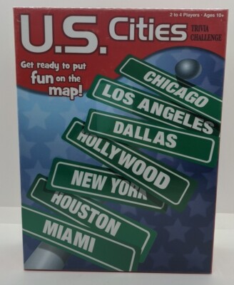 U.S. Cities TRIVIA CHALLENGE Map Educational Board Game Fun Family NEW & SEALED
