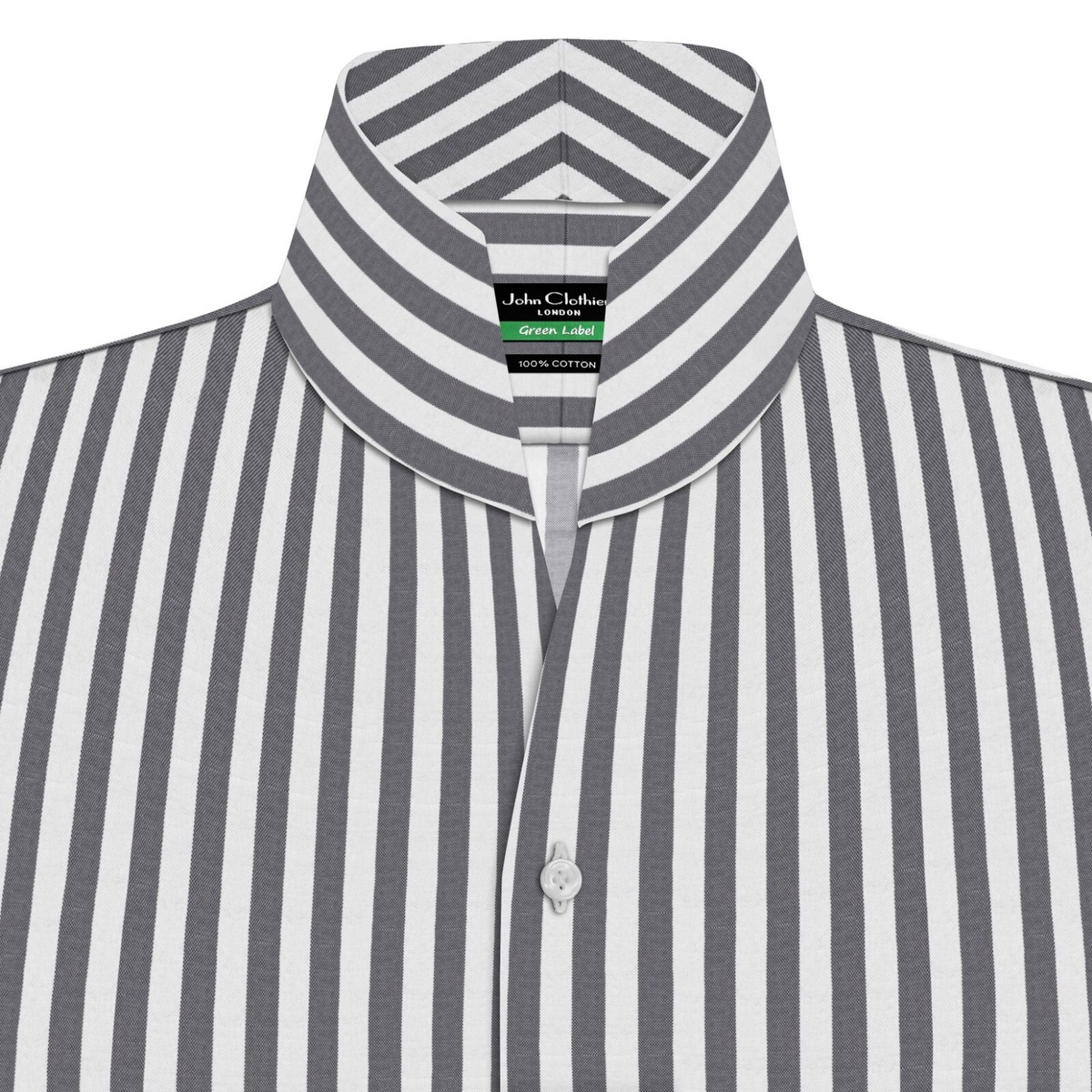 Men's High Open Collar V Neck Buttonless Collar Shirt Grey White