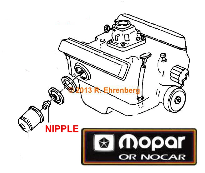 1962-up NOS MOPAR 318-340-383-440 Oil Filter Mount Adapter Plymouth Dodge Chrys - Image 3 of 4