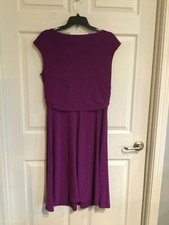 EUC Chaps Woman’s XL dress purple built in tank gathers below v neck *