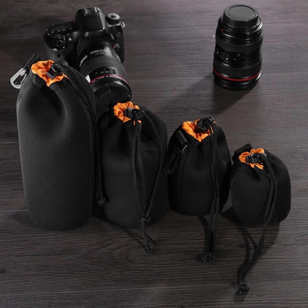 (2PC)Neoprene Soft DSLR Camera Lens Pouch Bag Storage Cover Case S M L XL US (2PC)Neoprene Soft DSLR Camera Lens Pouch Bag Storage Cover Case S M L XL US