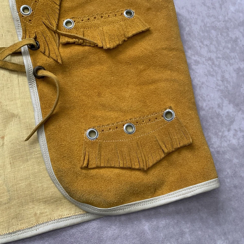 Chaleco de Gamuza Vintage Años 60 70 Flecos Lateral M Vaquero Occidental Volantes Marrón Hippie Foto 3 de 4