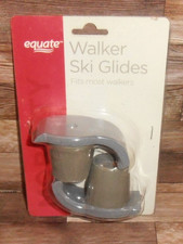 Equate Walker Ski Glides Gray Universal Heavy Duty Fits 1- 1/8" Legs New Free SH