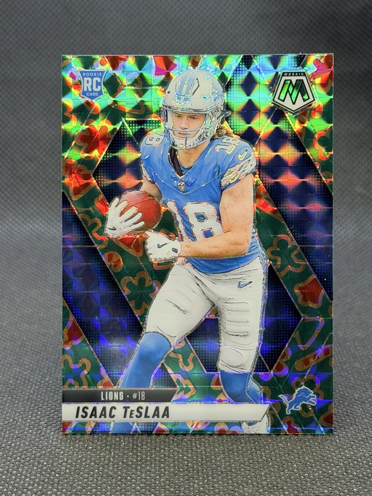 2025 Mosaic Football Isaac TeSlaa 🍪 COOKIES 🍪 PRIZM ROOKIE #319 Lions SSP RC