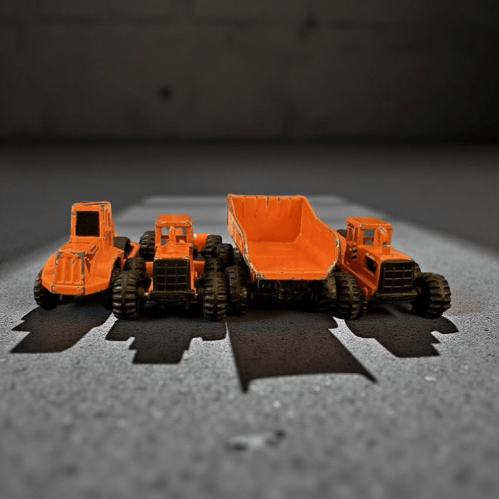 Vintage Orange Maisto Tonka Hasbro Mighty Mini Construction Set