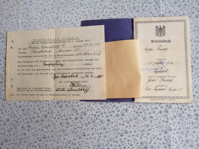 ARBEITSBUCH Bergbau Essen 1930-35 div. Zechen +Gesundheitszeugnis selten !!!