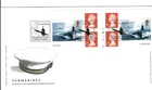 GB 2001 SUBMARINES BOOKLET PANE PM2 ON FIRST DAY COVER