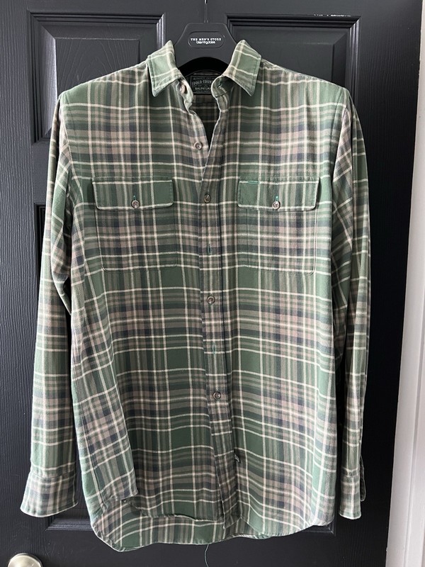 Polo Country Ralph Lauren Men’s M Green Plaid Flannel Cotton Button-Up Pockets