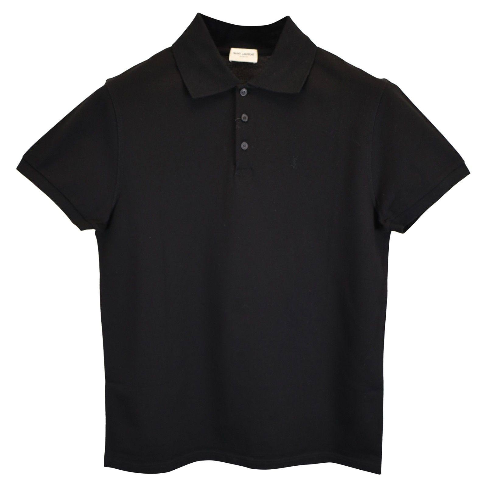 Polo Saint Laurent Paris Cassandre in cotone uomo nera S 399870