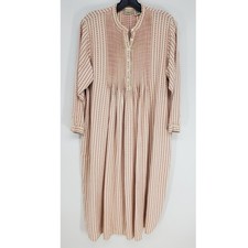 Vintage LL Bean Flannel Nightgown MP Red Cream Stripe Pintuck Cotton Cottagecore