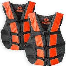 Hardcore Life Jacket 2 Pack Paddle Vest Adults; Coast Guard Approved Neon Orange