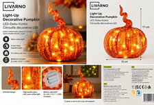 LIVARNO LED Glass Decorative Pumpkin Warm White Light 15x17cm Orange