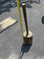 Antique Primitive | Wooden Masher Pestle Pounder | Kitchen Farm Tools | 32" Tall