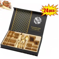 24PCS Stainless Steel Western Tableware Set Stylish kitchen Full Set Household