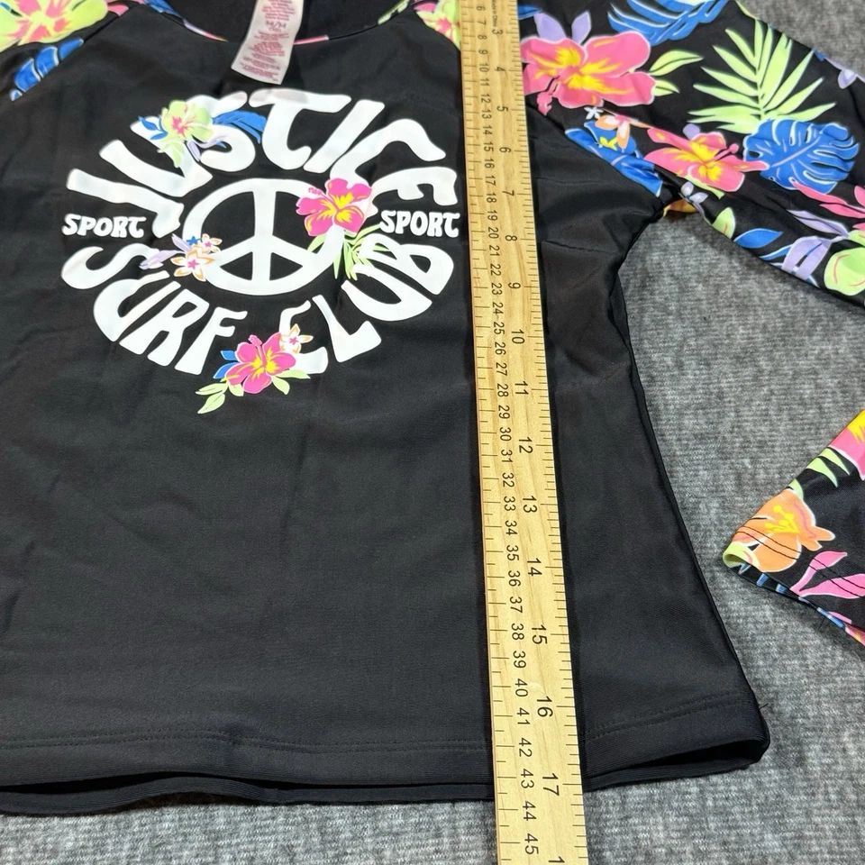 Pullover JUSTICIA Retro Surf Rashguard Niñas Talla M (10) Manga Larga Floral Paz Foto 3 de 4
