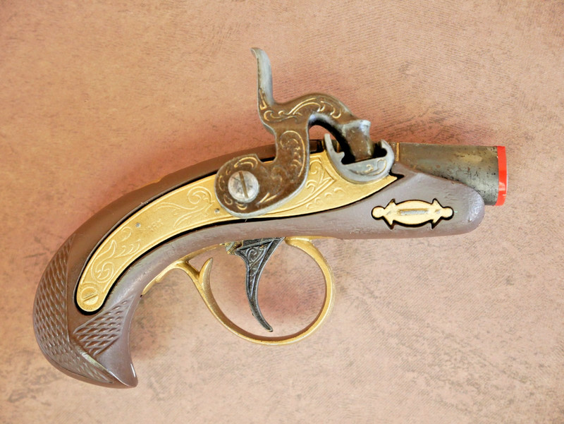 Marx Miniature Derringer Toy Cap Gun with Factory Plastic Box - Very Clean