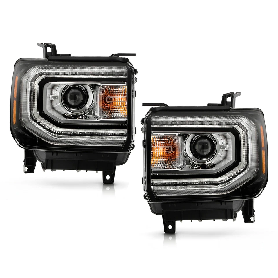 For 2016-2018 GMC Sierra 1500 HID/Xenon Headlight w/ LED DRL Projector L+R Pair Foto 3 de 4