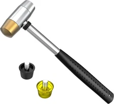Small Brass Hammer with 4 Interchangeable 1-Inch Heads: and Silver 