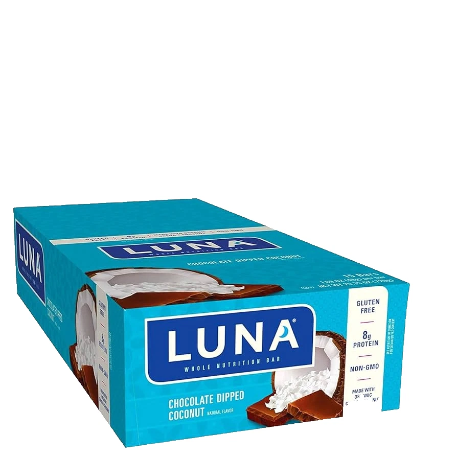 Clif Luna Bar Chocolate Dipped Coconut 8g of protein - Box of 15 bars - Image 2 of 3