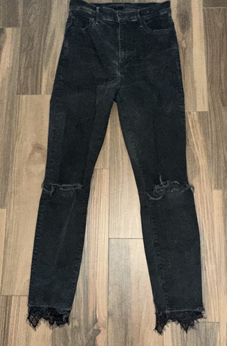 MOTHER JEANS THE SWOONER DAGGER ANKLE FRAY LACE HEM JEAN BAA BAA BLACK SHEEP 26