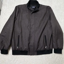 Hart Schaffner Marx Mens Bomber Harrington Jacket XL Brown Wool Full Zip Coat